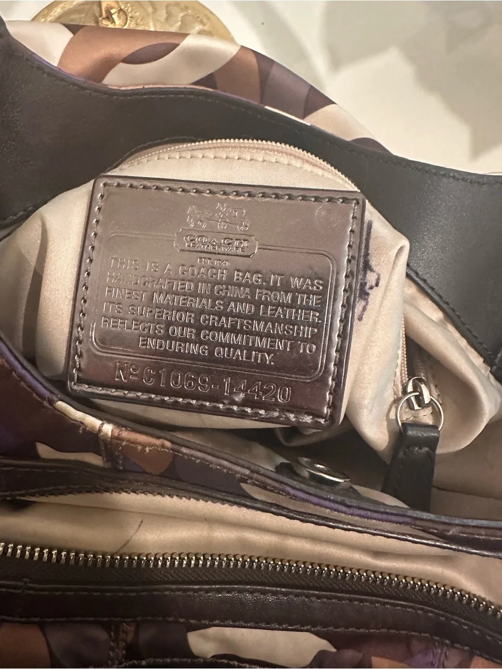 Coach Stylish Purple Patterned Shoulder Bag